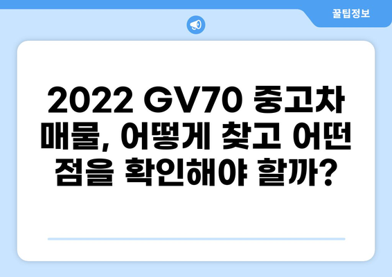 2022 GV70 중고차 가격 & 매물 정보 | 시세 확인, 매매 가이드, 실제 거래 후기