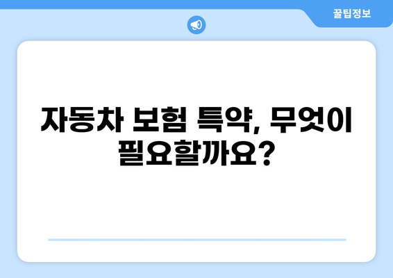 자동차 보험 특약, 나에게 꼭 필요한 것은? | 유용한 자동차 보험 특약 안내, 비교분석, 추천